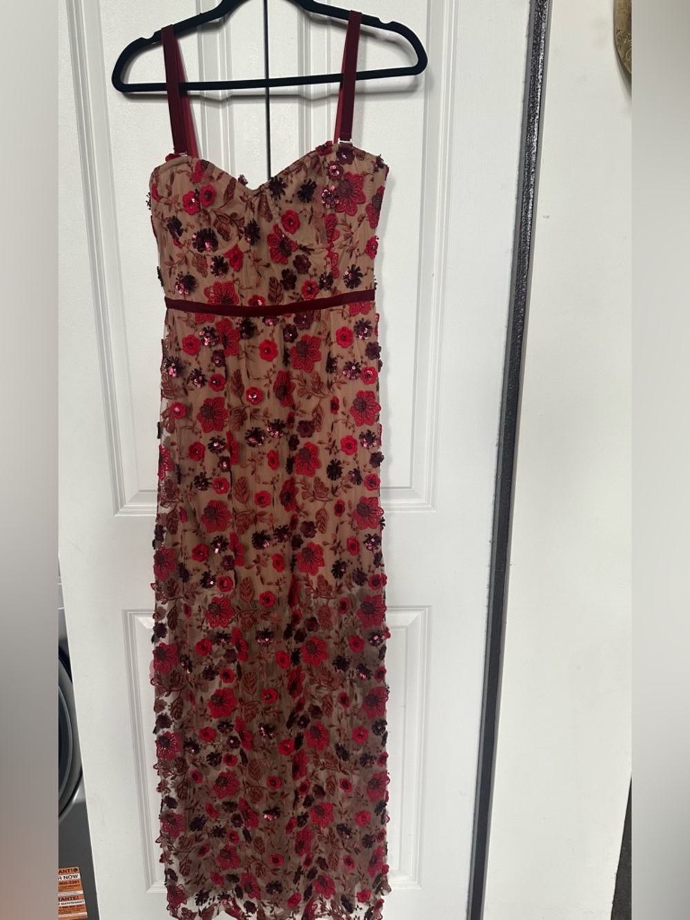 For Love And Lemons Burgundy and Nude Floral Maxi Dress - Picture 1 of 3